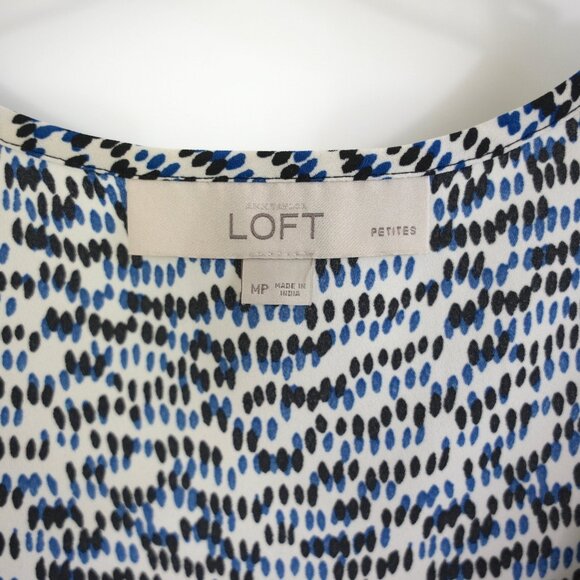 Ann Taylor Loft Women's Camisole Tie Front Blue White Black Size Medium Petite - Picture 6 of 13